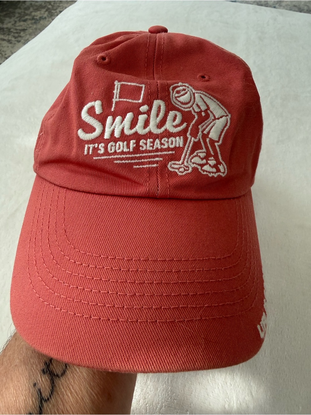 Life is Good Brick Red baseball cap "Smile It's Golf Season”